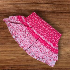 Express Red And White Flowy Mini Skirt Skort